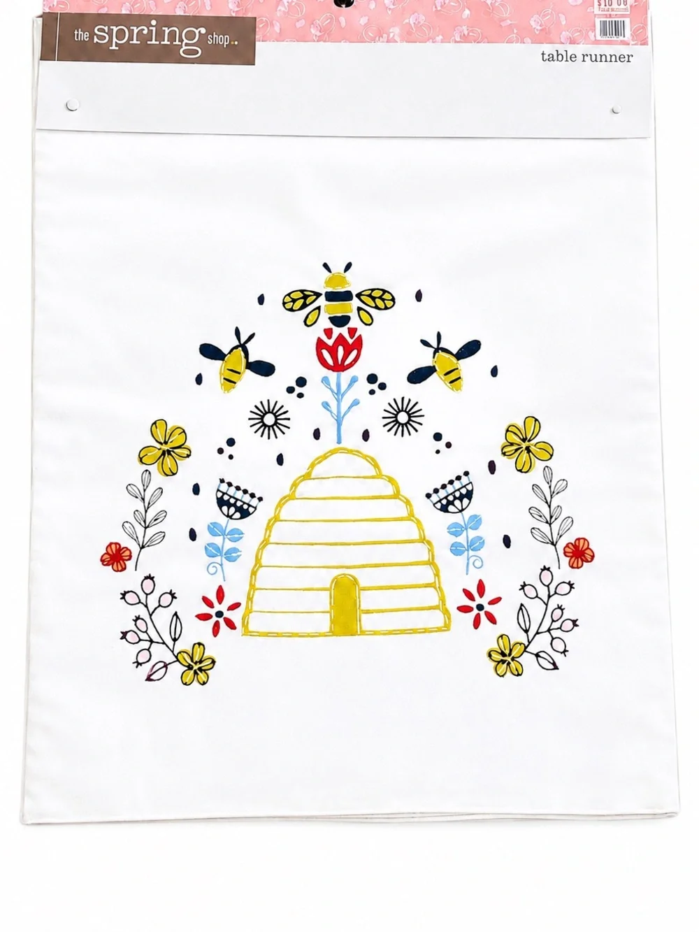 Hobby Lobby Bee Embroidered Table Runner 16x72 NWT Spring Farmhouse